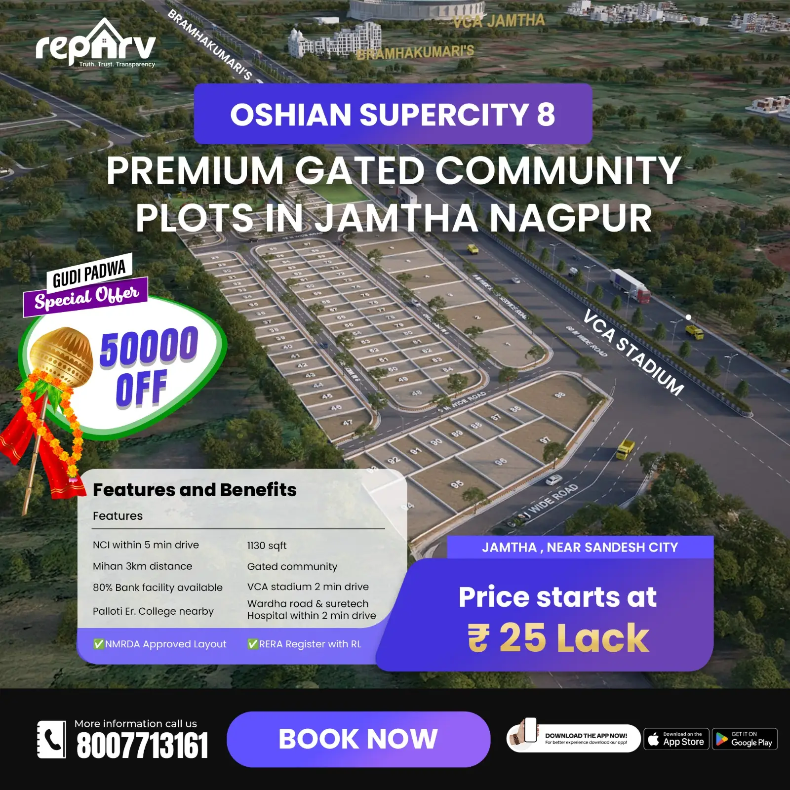 Oshian Super City 8 Plots in Jamtha Nagpur | Gated Community Land